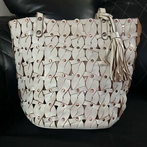 Patricia Nash Elegant White Woven Tote Bag